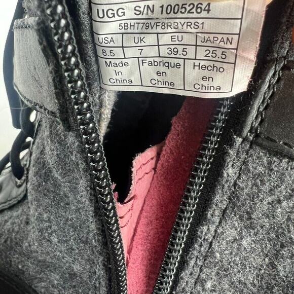 Ugg Kesey Boots Womens 8.5 Black Snow Fur Wool Lining Insoles Lace Up Zip Biker - Picture 13 of 14